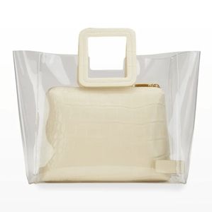 Staud Shirley PVC Cream Croc Bag